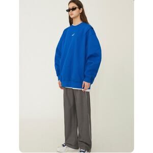 Ader Error Z Ade Crewneck Oversized Sweatshirt Blue A1 Small